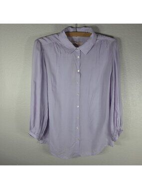 Philosophy Republic Lilac Button Front  Long Sleeve Shirt Blouse Size M Collared
